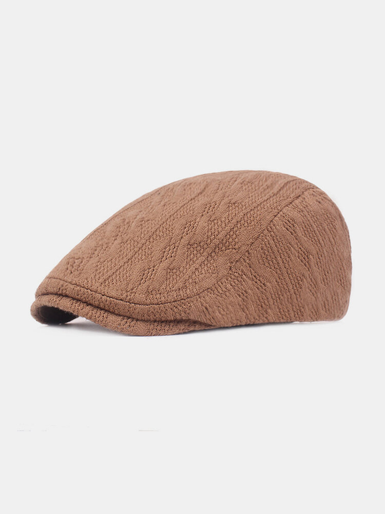 Men Woolen Plus Thicken Keep Warm Winter Outdoor Knitted Forward Hat Flat Hat