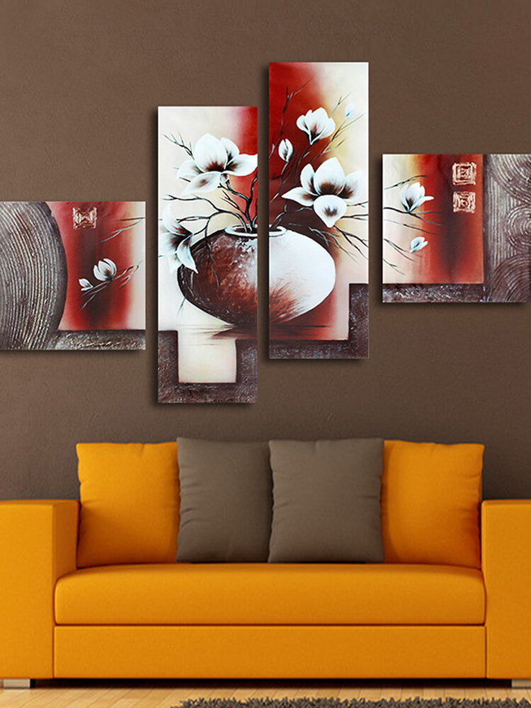 

4Pcs Modern Abstract Canvas Painting Frameless Wall Art Flowers Bedroom Living Room Home Decor
