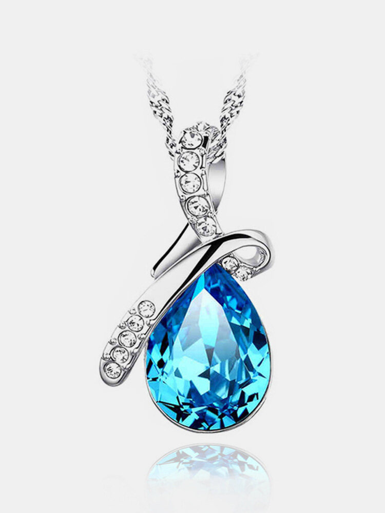Water Drop Pear Cut Pendant Crystal Charm Necklaces for Women от Newchic WW