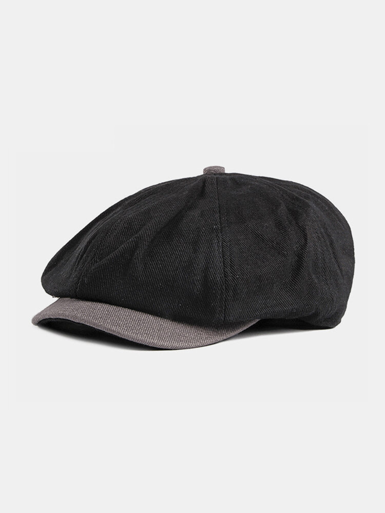 

Men's Fashion Vintage Newsboy Hat Octagonal Cap Beret Flat Caps, Khaki;black;gray;navy;coffee
