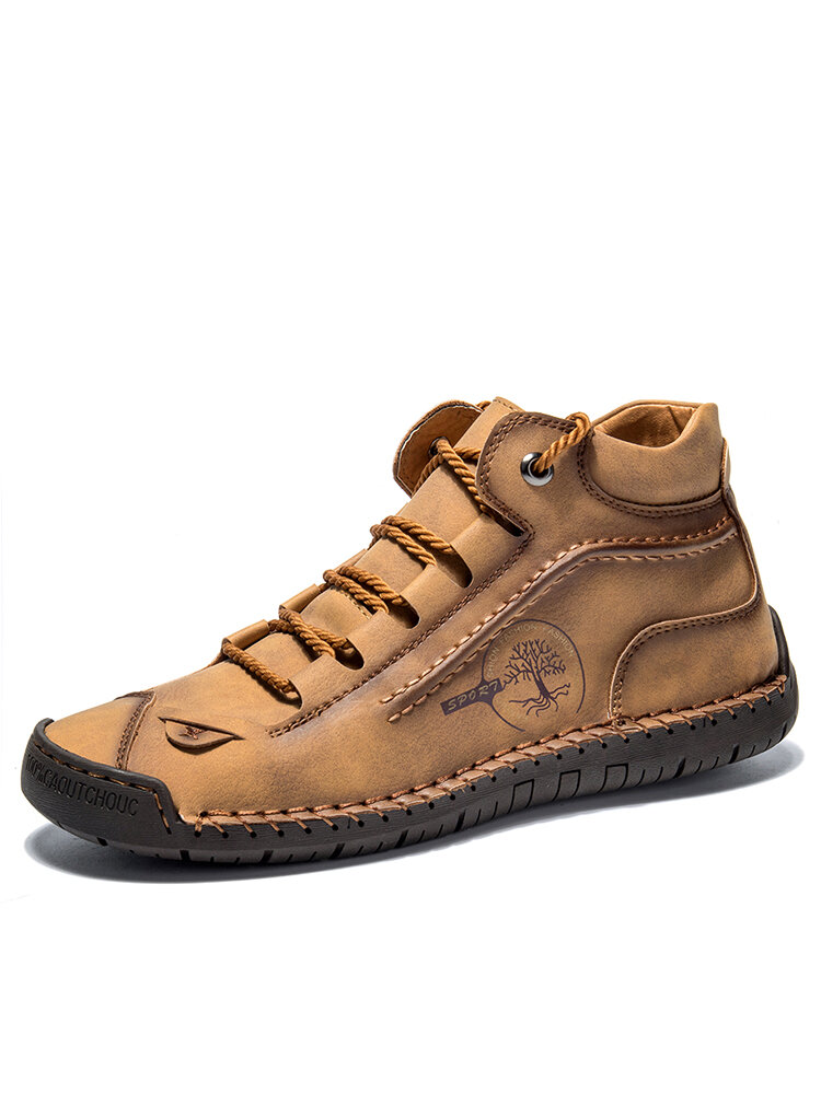 

Menico Men Hand Stitching Leather Non Slip Comfy Ankle Boots, Blue;khaki;brown;black