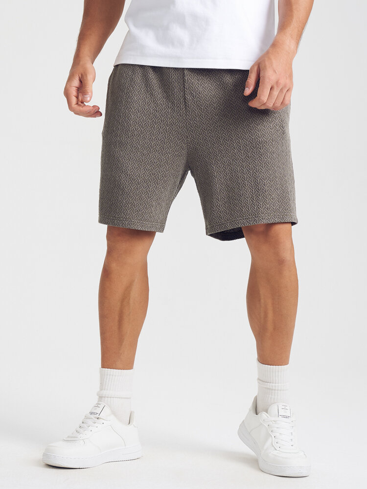 Pantalones cortos con cordón para hombre Chevron Patrón Texture Preppy con bolsillo
