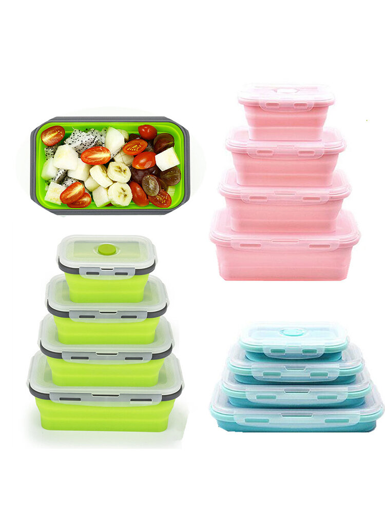 Silicone Folding Food Lunch Boxes Portable Bowl Bento Picnic Collapsible Storage 