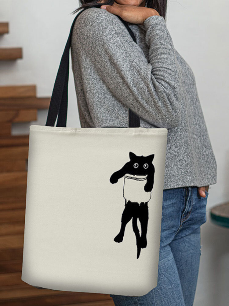 Women Cat Pattern Pringting Handbag Shoulder Bag Tote