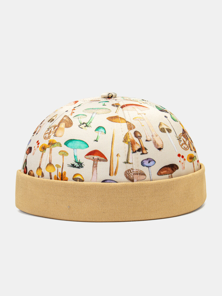 Unisex Mushroom Overlay Pattern Fashion Personality Brimless Beanie Landlord Cap Skull Cap