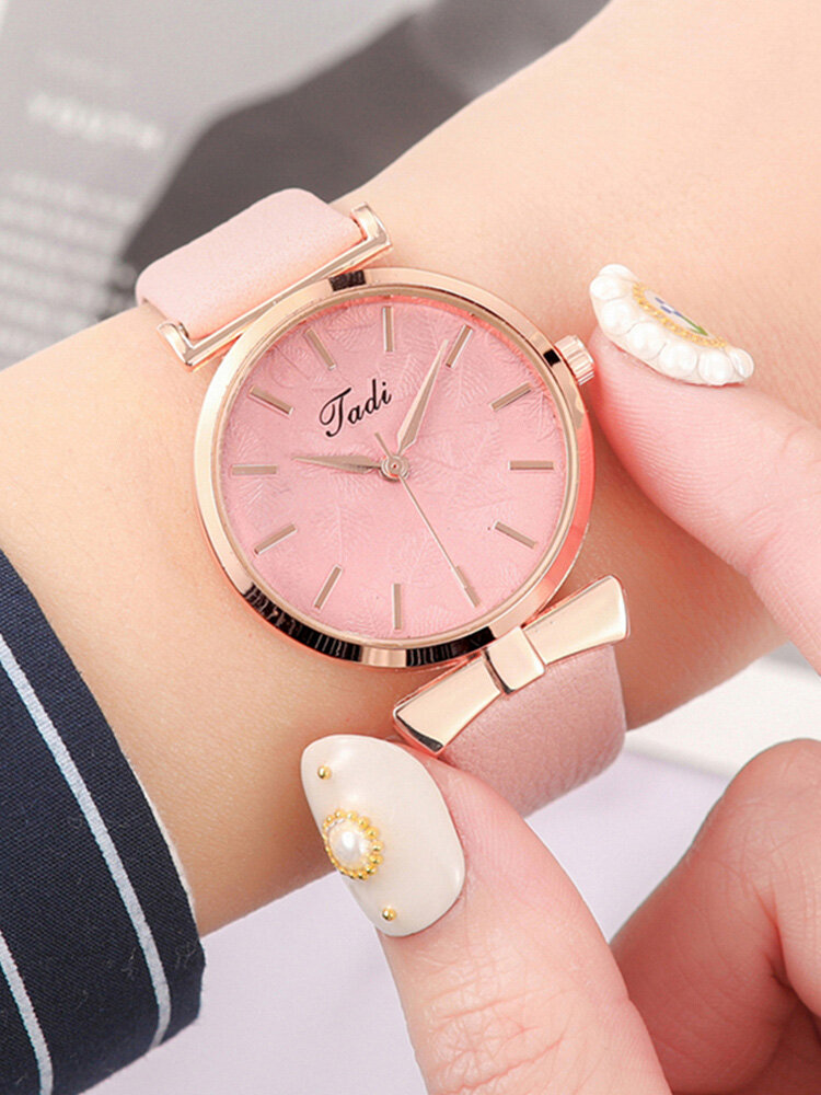 Fashion Sport Women Watches Leather Band No Number Dial Rose Gold Alloy Case Quartz Watch
