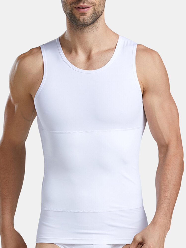 

Men Bodybuilding Tummy Control Body Shaper Slimming Fit Seamless Compression Undershirts Tank Tops, Black;white