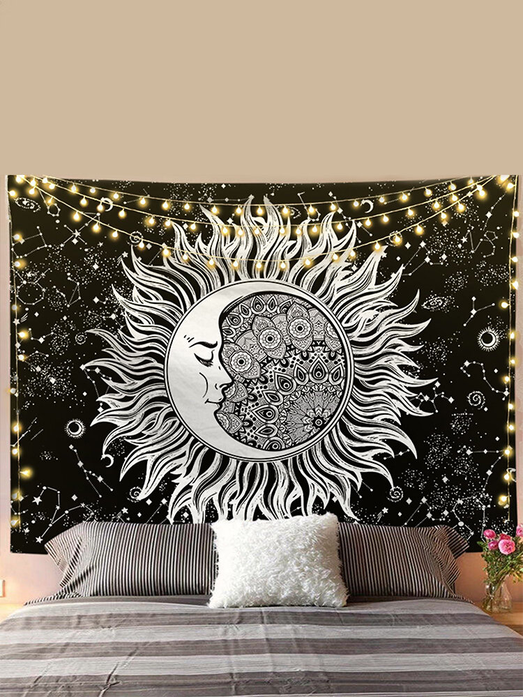 Sonne-Mond-Mandala-Muster-Tapisserie-Wandbehang-Tapisserie-Wohnzimmer-Schlafzimmer-Dekoration