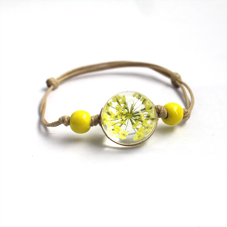 

Vintage Cuff Bracelets Babysbreath Sakura Dry Flower Glass Wax Rope Ethnic Jewelry for Women, Yellow;green;purple;sky blue;#1;#2;#3;#5;#6