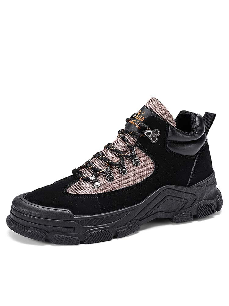 Men Outdoor Non Slip Wearable Splicing Lace Up Ankle Boots