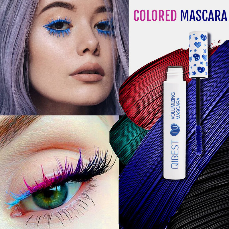 

3D Colorful Mascara Long Curling Thick Silky Waterproof Lasting Eyelash Extension Beauty Makeup, Black;purple;blue;green;rose;red;gold