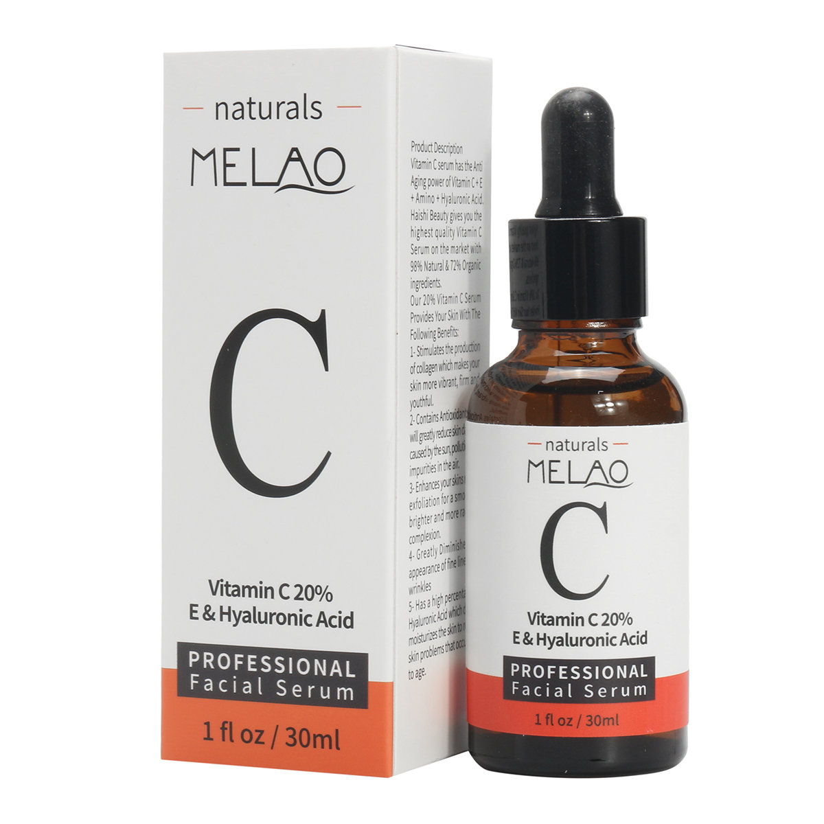 

MELAO Vitamin C E Hyaluronic Acid Serum Essence Skin Care Smooth Anti Aging Wrinkle