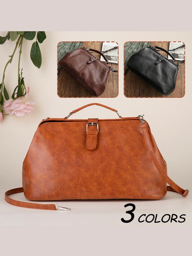 Women Vintage PU Leather Brown Phone Bag Crossbody Bag Handbag Satchel Bag