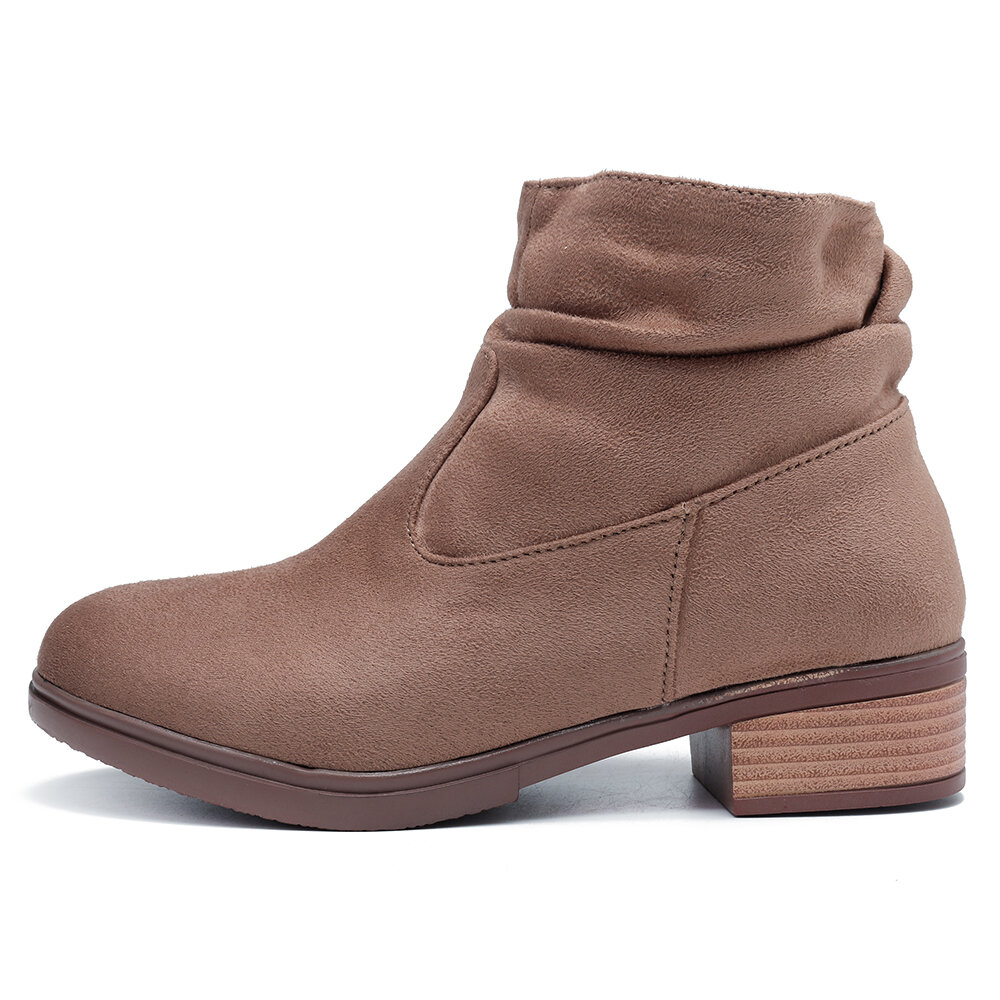 Suede Almond Zipper Ankle Boots