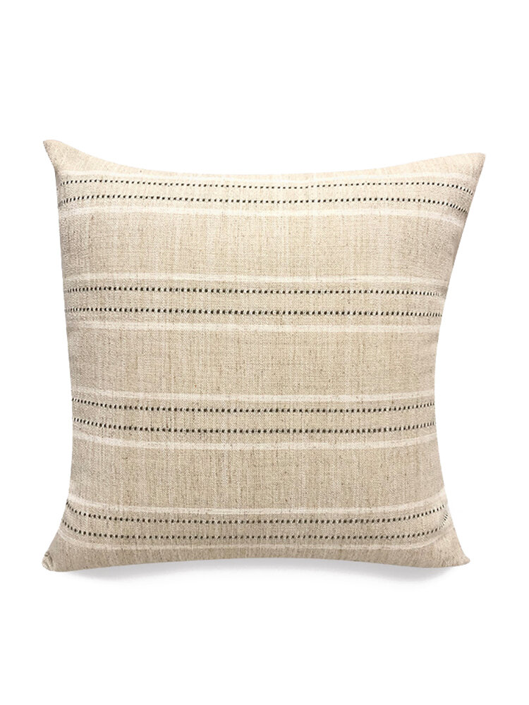 Pillow Linen Plain Striped Square Lattice Modern Minimalist Pillow Living Room Cushion Cover
