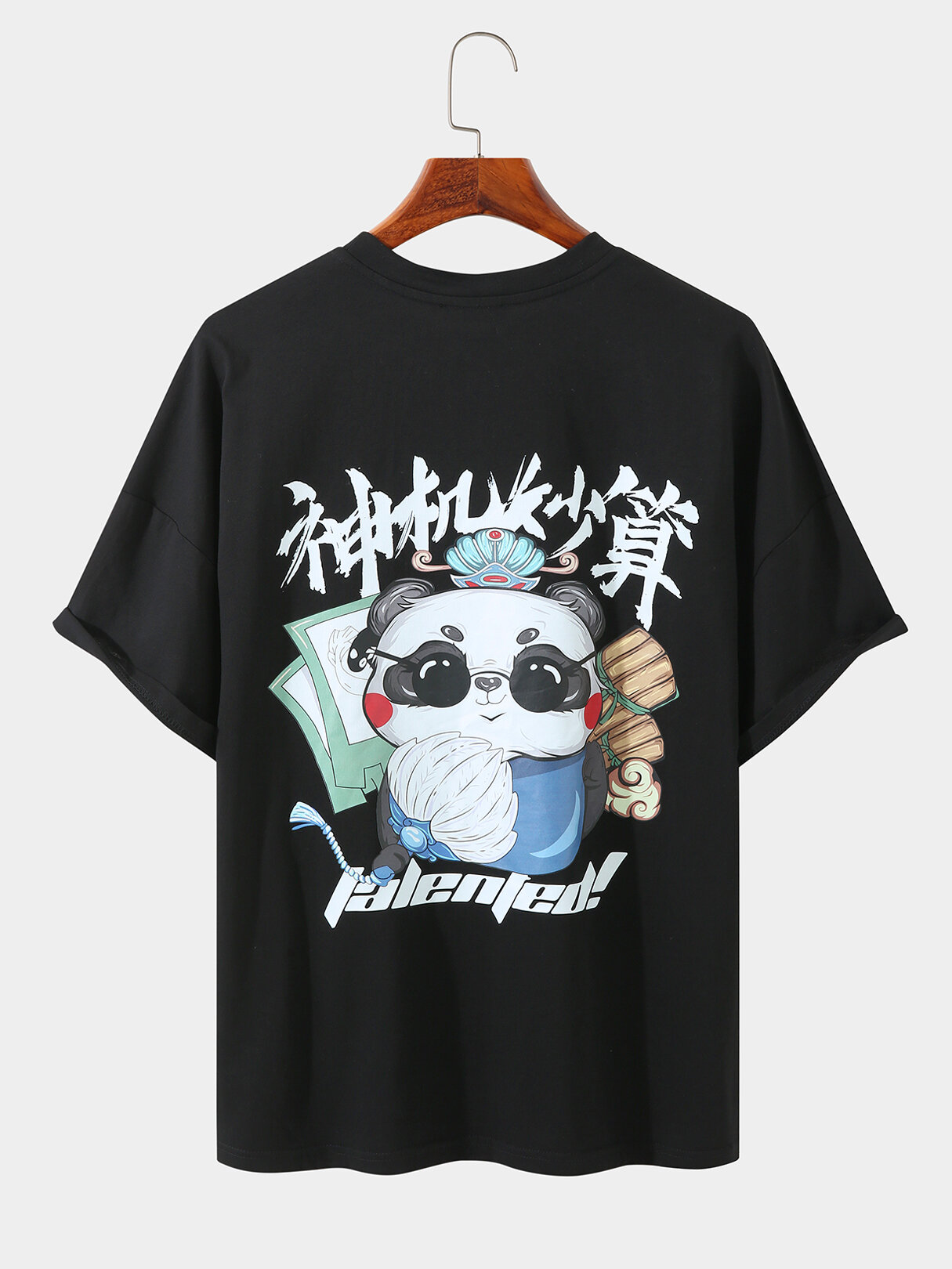 Men 100% Cotton Funny Panda Slogan T-shirt