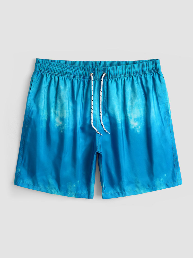 Мужские шорты с принтом Tie Dye Ombre Drawstring Quick Dry Cool Board Shorts
