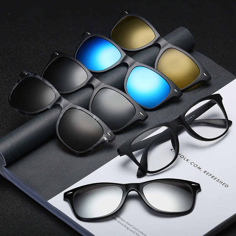 

Swappable Sunglasse Polarized Clips Magnetic Mirror Glasses Myopia Glasses Suit Sunglasses, #01;#02;#03;#04;#05