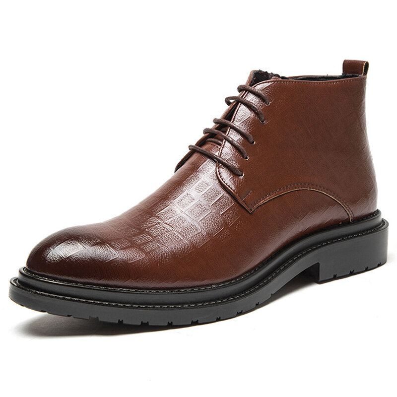 Men Retro Color Slip Resistant Side Zipper Casual Leather Boots