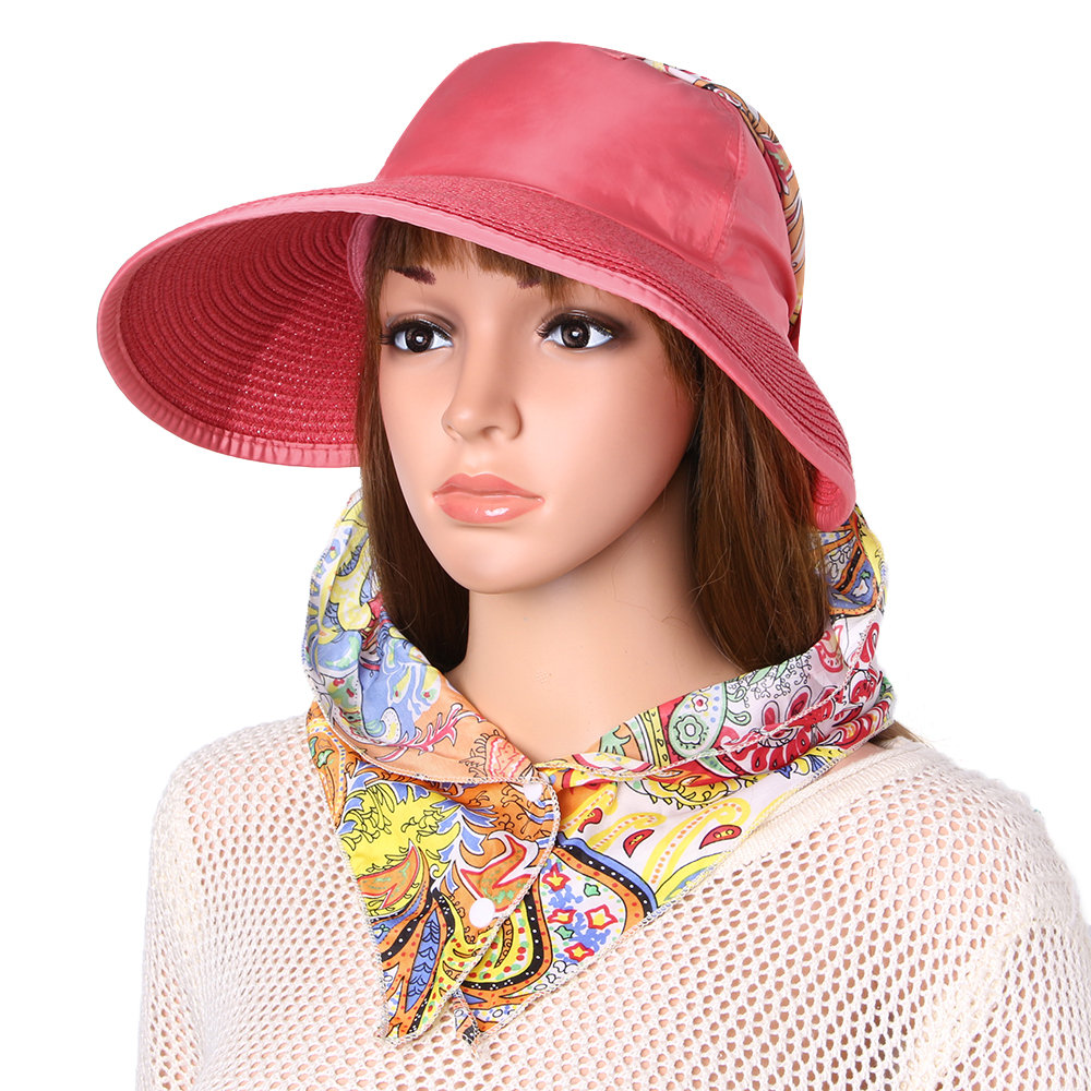 

Women Empty Top Streamer Sun Protection Cap UV Protection Detachable Foldable Hat, Khaki;beige;blue;navy;rose red;rose;#01