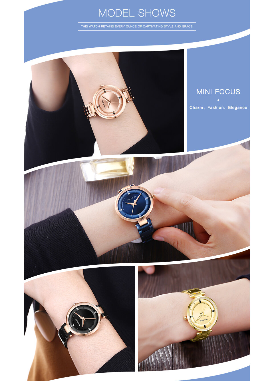 Casual Design Stainless Steel Women Wristwatch Ladies Quartz Watch