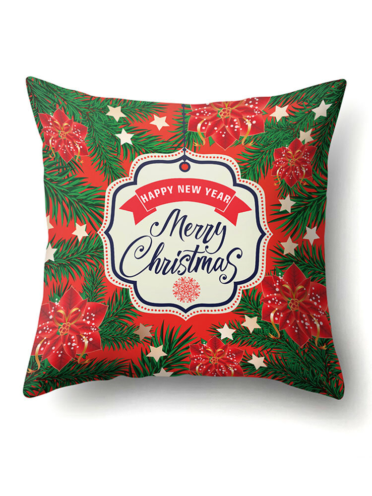 Creative Classical Merry Christmas Printed Throw Pillow Case Home Sofa Cushion Cover Christmas Gift