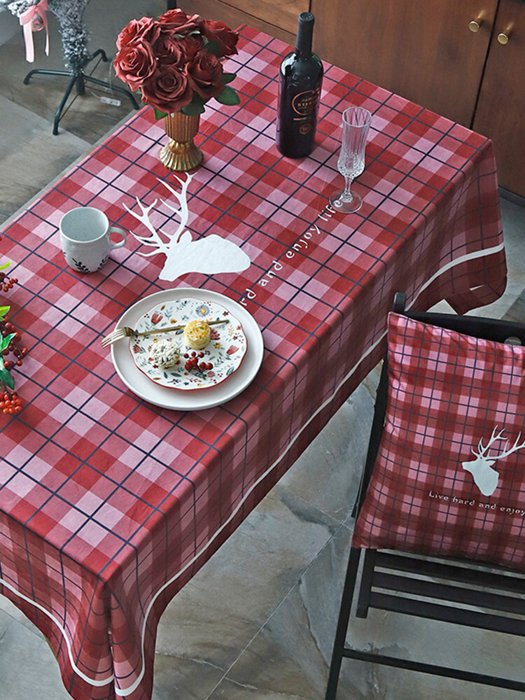 Classical Christmas Santa Elk Rectangular Tablecloth Home Dinning Table Christmas Decor