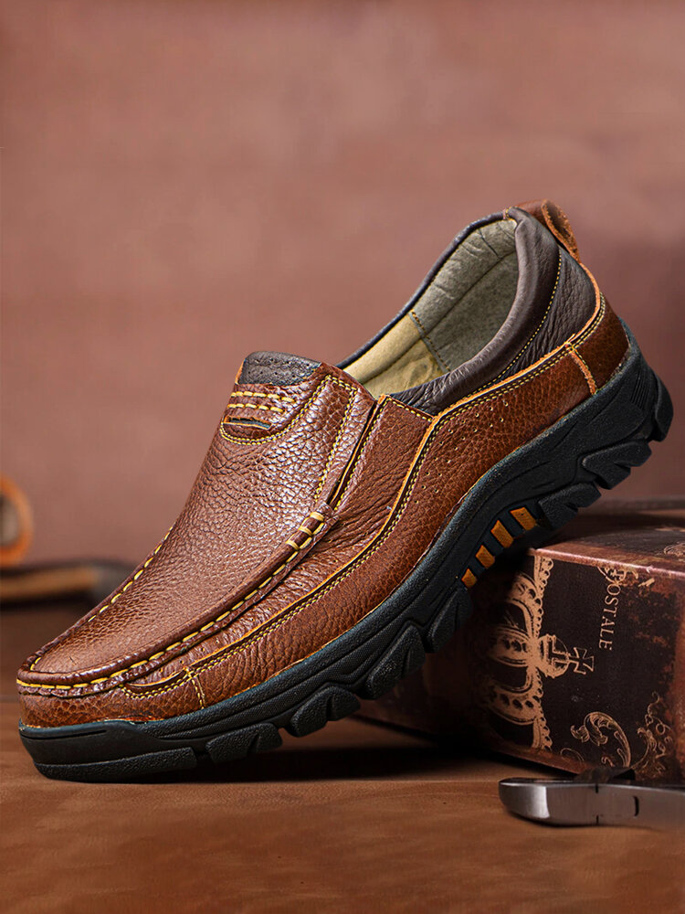 Men Non Slip Slip-on Soft Sole Business Mature Leather Shoes
