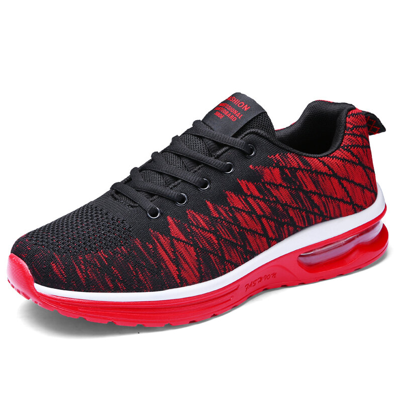 Men Knitted Fabric Comfy Air Cushion Sport Running Casual Sneakers