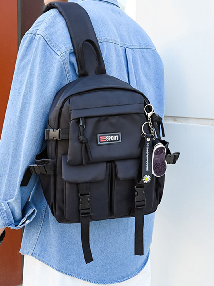 Comfy Nylon Muti-Pockets Lightweight Comfortable Waterproof Convertible Strap Crossbody Bag Chest Bag