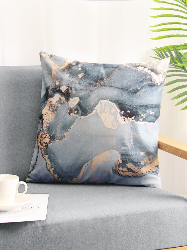 1PC Abstract Marble Stone Pattern Blue Grey Short Plush Pillowcase Throw Pillow Cover Sofa Home Car Cushion Cover