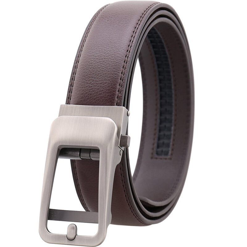 

Men Fashion Automatic Buckle Second Layer Cowhide Belt High Quality Business Casual Wild Waistband, Black;coffee