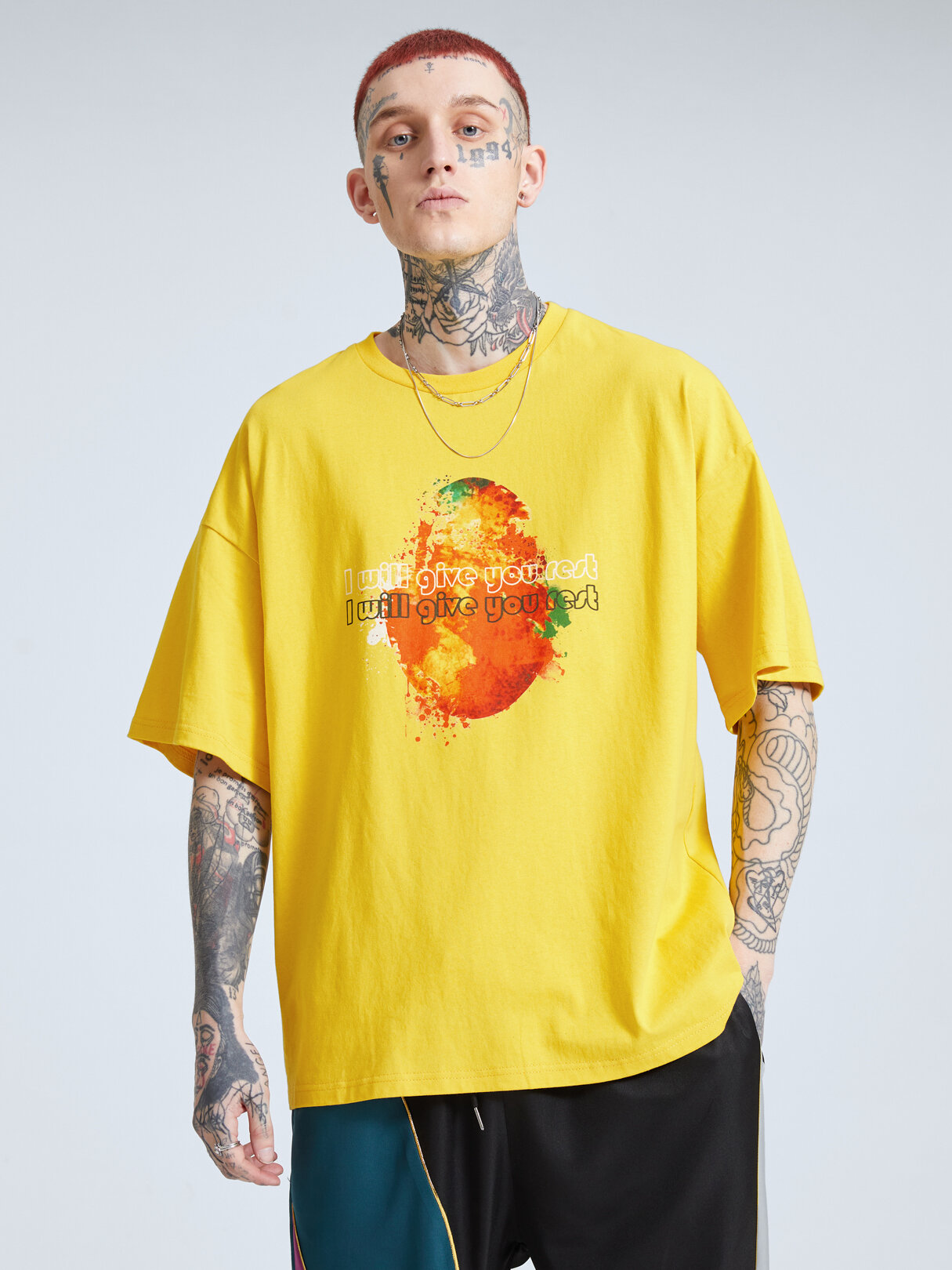 Men 100% Cotton Easter Egg Graffiti Super Soft Letter T-Shirt