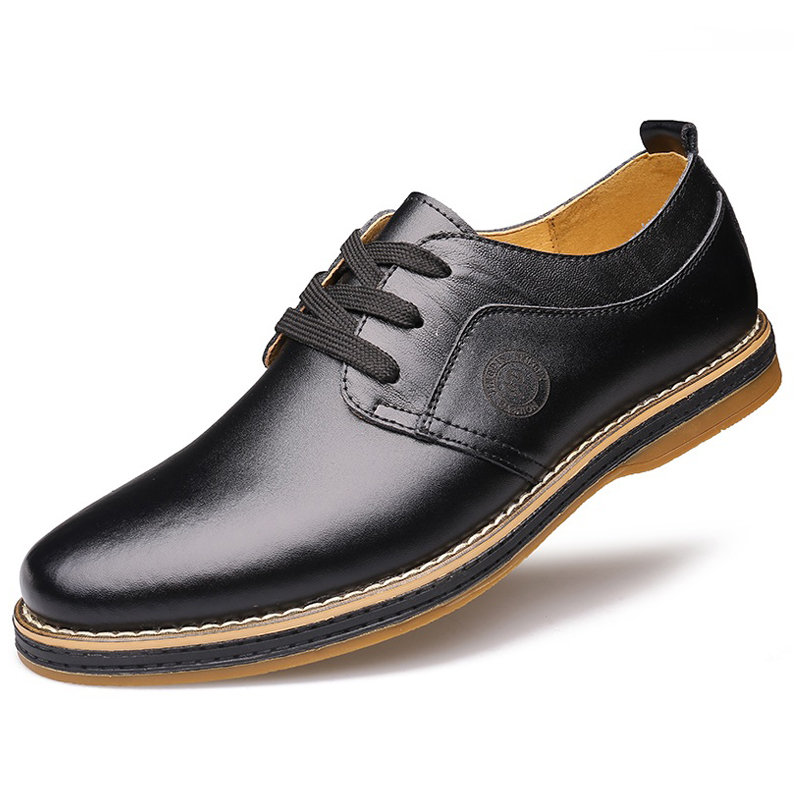 Men Pure Color Non Slip Wearable Soft Casual Leather Shoes 