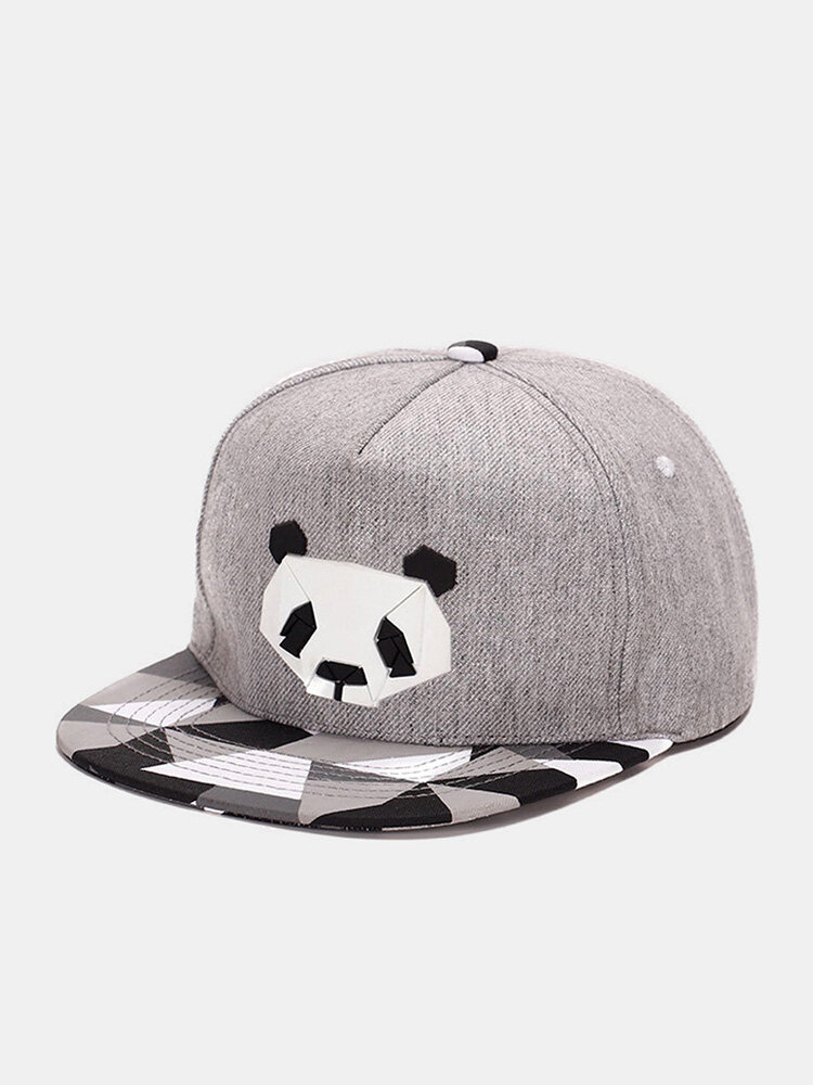 Unisex Cotton Cartoon Panda Pattern Offset Printing Flat-edge Hip-hop Baseball Cap