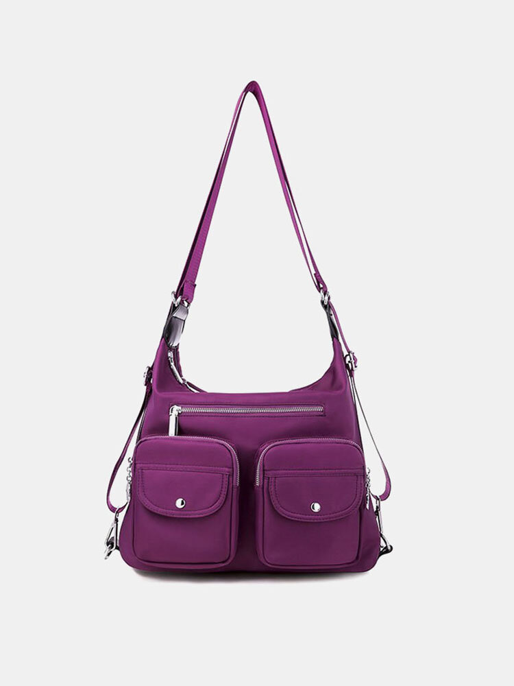 Women Waterproof Multi-Carry Multi-pocket Solid Crossbody Bag Backpack