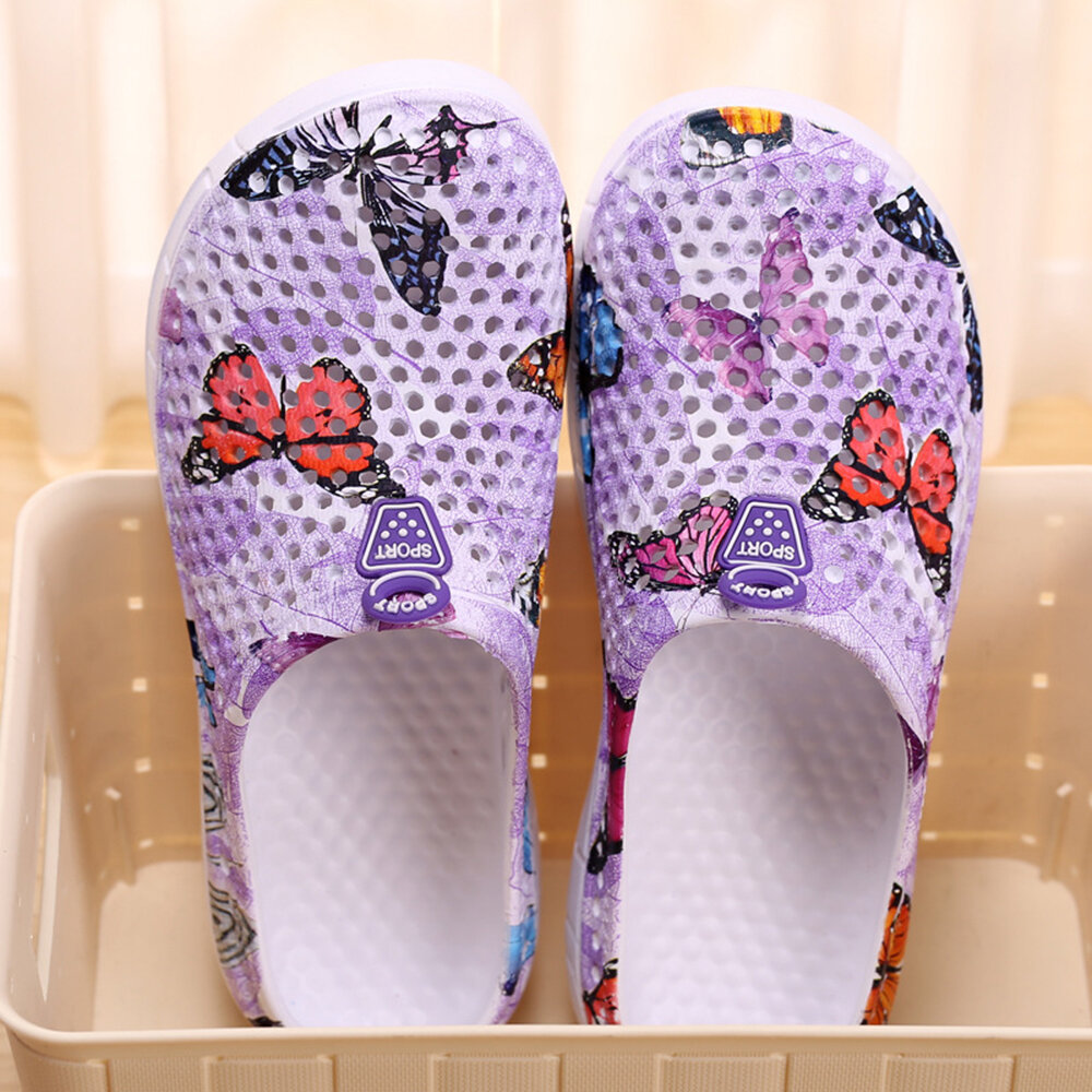 Women Casual Beach Breathable Hollow Soft Butterfly Backless Slippers