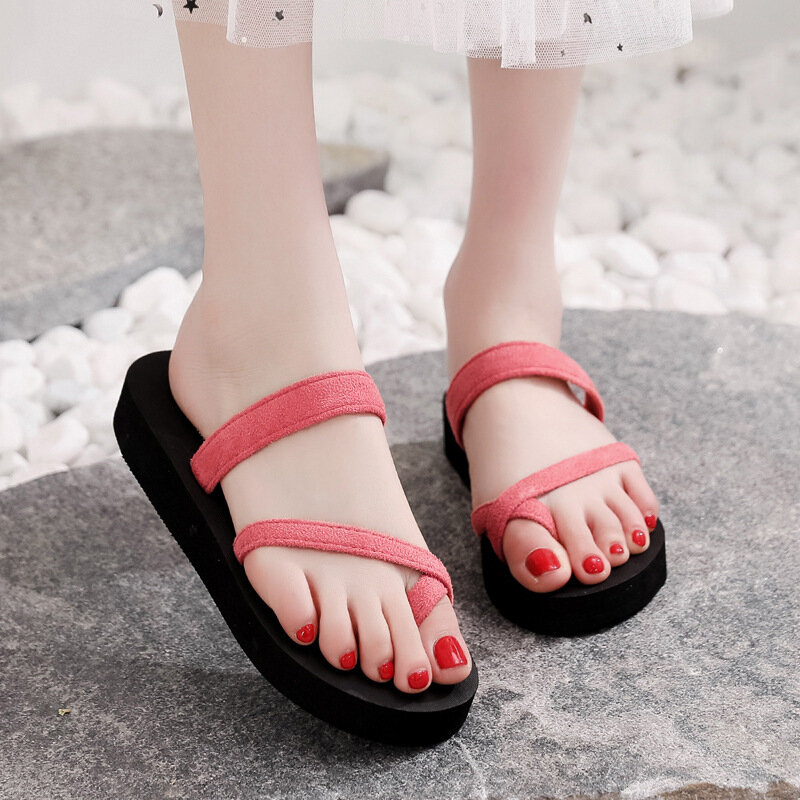Large Sizes Women Solid Color Clip Toe Flat Slippers