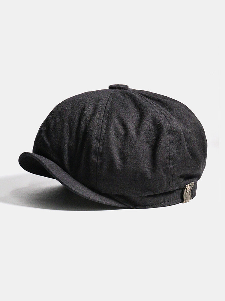 HARRYSTORE Mens Women Vintage Leather Beret Cap Flat Cap Peaked Hat Newsboy Stretch