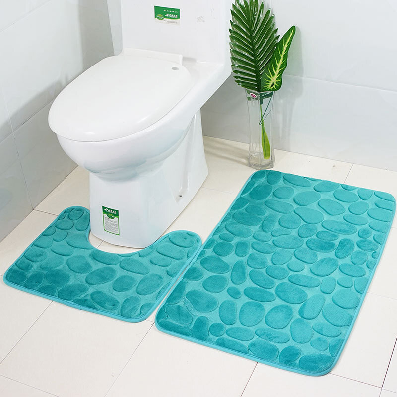 

2pcs Flannel Toilet Lid Bath Rugs Soft Floor Home Anti Slip Liner Memory Foam Durable Cover Shower Carpets Bathroom Mat, Purple;grey;black;green;navy;red