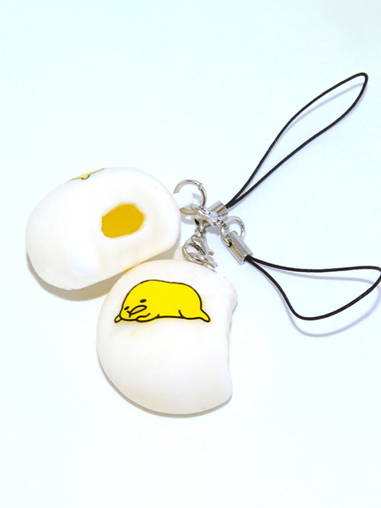 Squeeze Lazy Egg Yolk Stress Reliever Phone Bag Strap Pendent 4cm