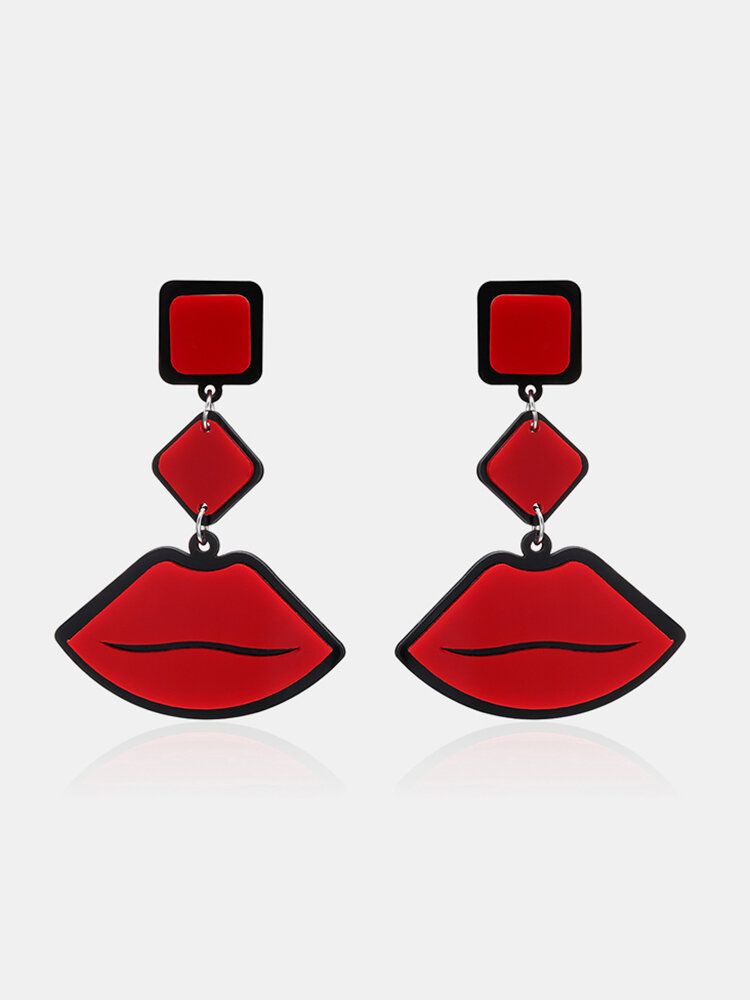 Women's Cute Funny Earrings Red Lip Ear Drop