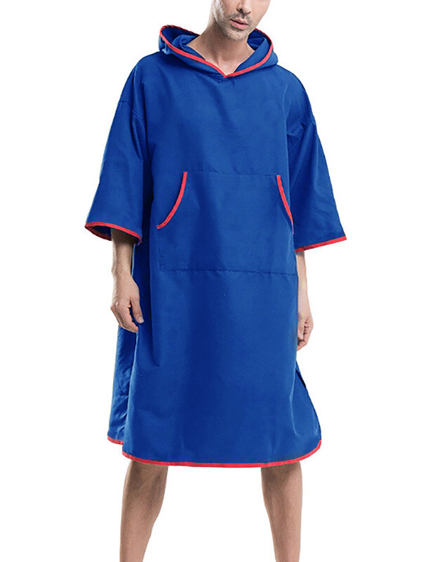 

Hooded Patched Design Oversized Bathrobes Soft Short Sleeve Loungewear Hoodies for Men, Black;blue