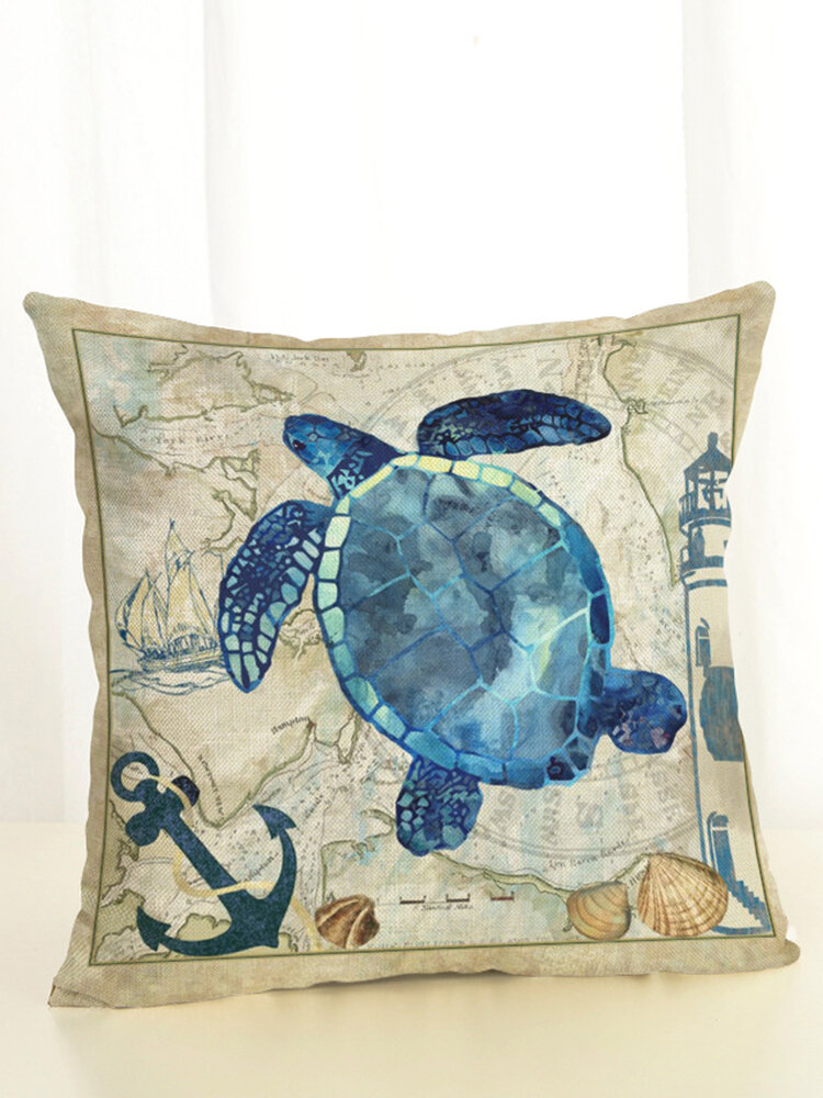 Sea Turtle Seahorse Whale Octopus Pillowcase Cushion Cover Bags Home Car Decor