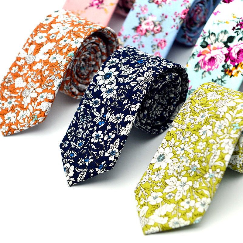 

Men's Wedding Cotton Printing Floral Ties For Men Suit Skinny Ties Corbatas Grooms Necktie, #13;#12;#10;#06;#05