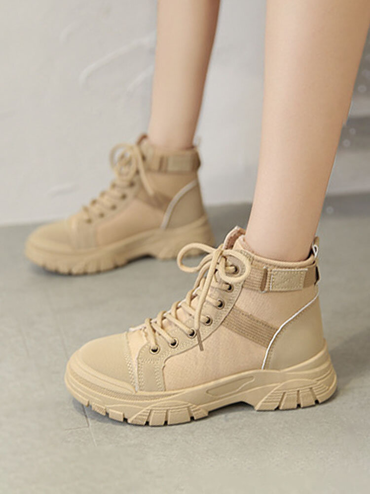 Women Casual Lace-up Comfy Warm Lined Platforms Tooling Boots