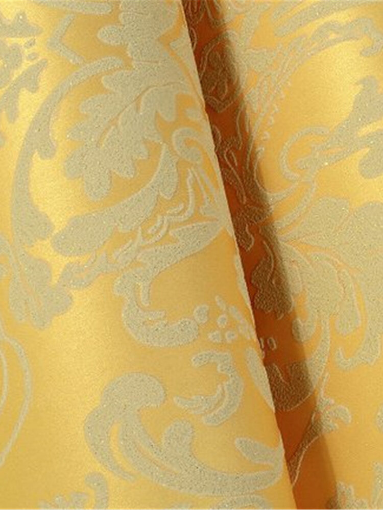 

10M LUXURY DESIGNED DAMASK EMBOSSED FLOCKED TEXTURED NON-WOVEN WALLPAPER ROLL, Creamy white;beige;gold yellow;blue