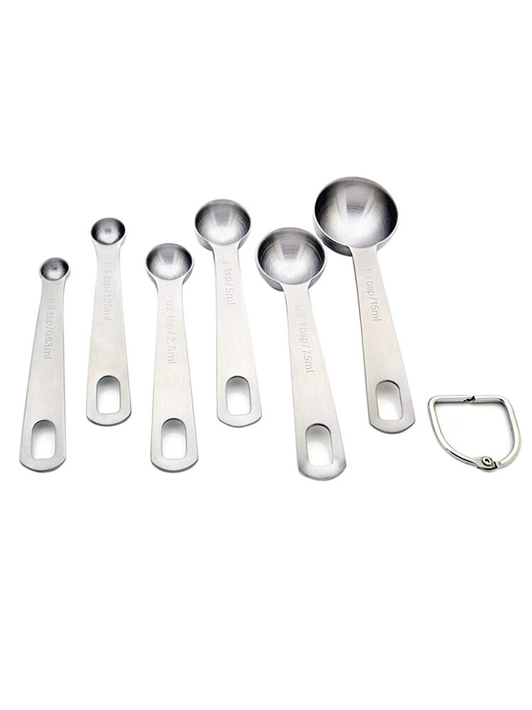 Stainless Steel Round Measuring Spoon 6pcs/set Measuring Spoon Baking Scale Measuring Spoon