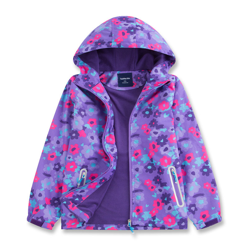 Waterproof Floral Girls Trench Coat Windbreaker Raincoat For 4Y-13Y
