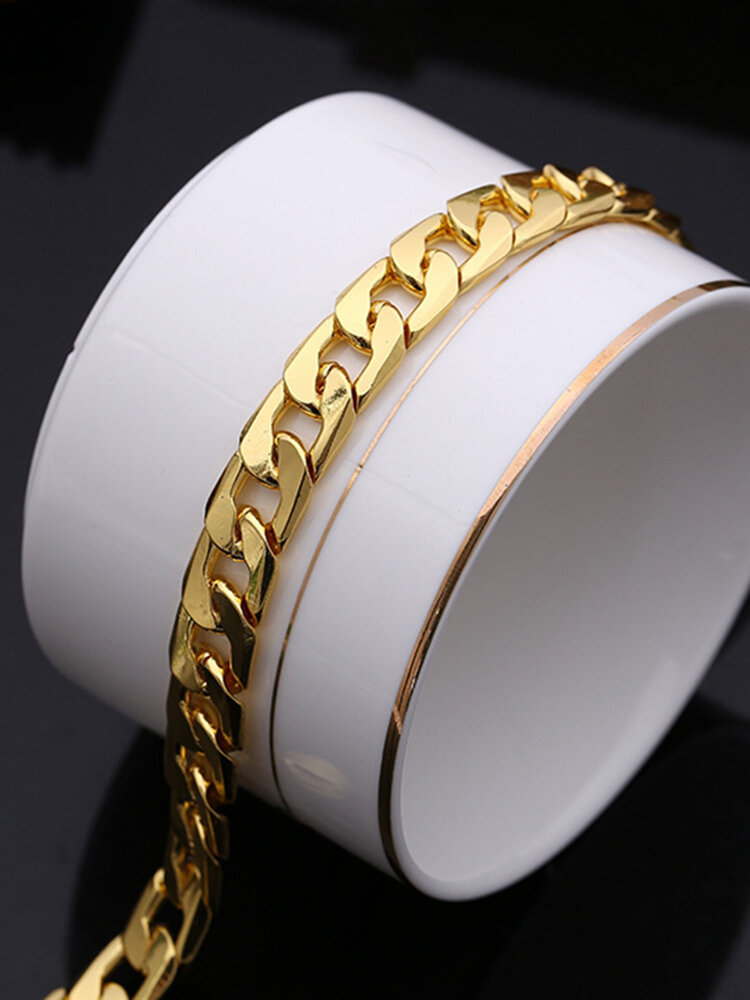 Fashion Hiphop Men Metal Chain Bracelet 10mm Gold Plating Bracelet Trendy Style